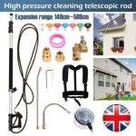 24Ft 4000 Psi Telescopic Pressure Washer Lance Roof Gutter Cleaning Tool Set