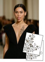 Black Flower Tattoo – Large 10x12cm Chest or Back Design – 2-Pack by Inkwear