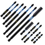 16 pc PZ2 Magnetic Impact Driver Screwdriver Bits Set & Long Drill Bit Holder