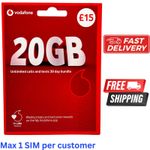 1 x VODAFONE PAY AS YOU GO SIM CARD SEALED NANO MICRO SIM 3in1 DATA