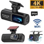 4K Dash Cam Front and Rear View 170° Car Camera Night Vision with Built in WiFi#