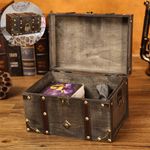 Wooden Pirate Chest Small Treasure Storage Case Box Idea Gift - Wood