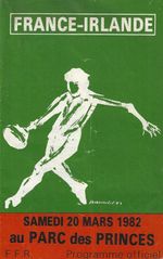France v Ireland 20 March 1982 at Paris SIGNED RUGBY PROGRAMME - 8 AUTOGRAPHS