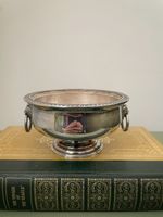 Vintage Small Bowl Silver Plated Bonbon Dish Pedestal Bowl - Lion Heads Handles