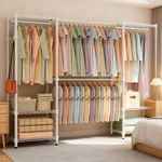 Heavy Duty Clothes Rail Extendable Clothing Rack Freestanding Open Wardrobe NEW
