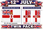 2 Packs 10 Metre Northern Ireland Red Hand Ulster & Union Jack Bunting & Flag