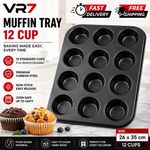 12 Cup Non-Stick Muffin Tray Cupcake Baking Tin Oven Bake ware Pan 26 x 35 cm uk