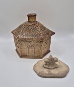 Antique Brampton Salt Glazed Tobacco Jar, Toll House Cottage, with Tamper -...