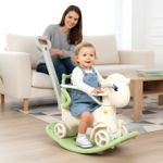 5 in 1 Baby Rocking Horse Ages For 1-6 with Push Handle,Backrest & Balance Board