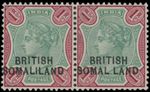 1903 BRITISH SOMAL.LAND OVERPRINT VARIETY ON 1R, HORIZ PAIR, NH SC.#16, e