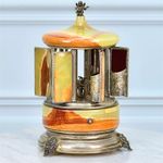 Humidor Cigar Antique Reuge Devil Musical Swiss Onyx Silver Box Storage Tobacco