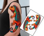 Vibrant Curled Lizard Temporary Tattoos