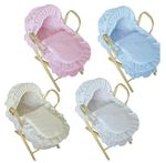 Beautiful Dolls Moses Basket Broderie Anglaise Best Quality For Dolls with stand