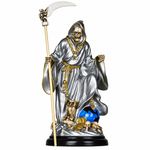 Santa Muerte Suprema Holy Grim Reaper Silver Resin Statue 12" Made In Mexico