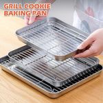 Stainless Steel Baking Tray Pan with Removable Wire Rack for Oven Roasting BBQ