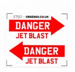 Danger Jet Blast warning sticker Decal (x2) 100x35mm waterproof durable