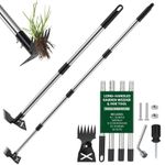 Weed Puller Hoe Extendable Handle Weed Pulling Tool Digger Rake Gardening Hoes