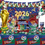 2026 Football World Cup Party Supplies Banner Balloons Tablecloth Plates Cups