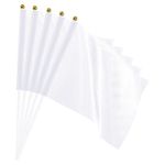 White Flag Stick, Hand Held Small Mini DIY Flag 8.2x5.5 Inch Rectangle 50 Pcs