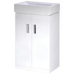 Bathroom Cloakroom Minimalistic 450mm Vanity Unit Gloss White Modern Cabinet