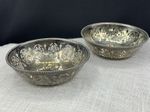 Sterling Silver Bon Bon Dishes x2 Pierced Filligree 1922 Antique Vintage 34g