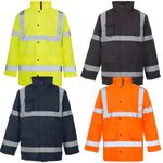 Hi Vis Viz Traffic Jacket High Visibility Waterproof Security Padded Parka Coat