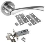 Astrid Chrome Lever Door Handle Set – Internal Latch Lock Bathroom Door Handles