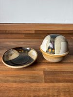 Diana Worthy Crich Pottery Lidded Pot and Small Plate Vintage Studio Art