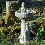 Oriental Bamboo Design Stone Cast Bird Bath Monk UK Handmade DGS Statues 26kg