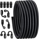 6AN Fuel Line Kit 16FT Nylon Braided Oil Fuel Line Hose Fitting Adapter Kit