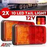 10 Led Rear Tail Lights Pair 12v Lamps 4 Function Trailer Caravan Truck Lorry