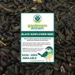 GardenersDream Black Oil Sunflower Seeds - Oil Rich Feed Wild Garden Bird Food