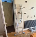 13 Step Aluminium Telescopic Ladder 3.8 m Reach 150 kg Silver/Blue Foldable