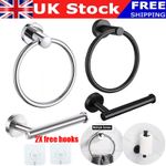 New Stainless Steel Toilet Roll Holder and Towel Ring Set Bathroom Wall Mounted