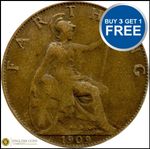 1902 TO 1910 EDWARD VII FARTHINGS CHOICE OF YEAR / DATE