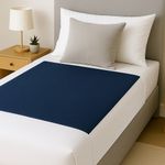 2 x Incontinence Navy Blue Washable Bed Pads With Tucks 85 x 90 cm - Reusable