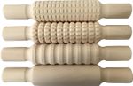 4pcs Kids Children Craft Baking Textured Wooden Wood Rolling Pin Pins 21cm