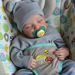 17" Reborn Baby Doll Boy Handmade Closed Eyes, Soft Vinyl Body with Clothes Gift