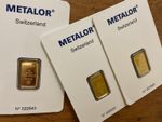 GOLD “Metalor” Switzerland 2g each Pure Gold 999.9 Bar Security/Numbered