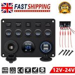 5 Gang 12V 24V LED Light Switch Control Panel For Camper RV Car Boat Waterpoor