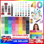 32000Pcs 40 Colors Jelly Rhinestones for Bedazzling, 3Mm Multicolor Resin Flatba