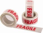 Low Noise FRAGILE TAPE Roll (48mm x 66m) Strong for Packing/Parcel/Packaging/Box
