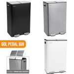 Kitchen Rubbish Recycling Pedal Bin 60L Dual 2 Waste Compartment White / Black