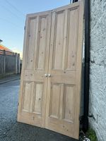 Old Pine Victorian 1900s Stripped Internal Rare Double Doors Pocket Interlocking