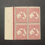 Australia 2/- Two Shillings Roos Block of 4 Carmine MNH full gum