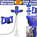 Electric Plaster Paddle Mixer Drill Mortar Paint Cement Stirrer Whisk 6 Speed UK