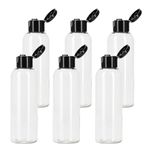 6/12x Travel Bottles For Toiletries Holidays Black Fliptop Small plastic 100ml