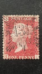Queen Victoria GB Penny Red  SG.43 Pl.87 Used Pmk. Brunswick Star Edinburgh VF
