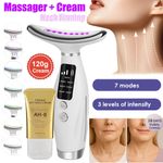 7-in-1 LED Therapy Anti Aging Neck Massager & Cream Electric Face Lifting Device