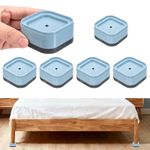 6Pcs Furniture Risers, Square Stackable Bed Riser Lifts Height 1-Layers 1" Blue